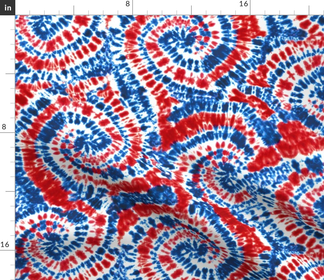 red white and blue swirl tie dye - darker red - LAD20