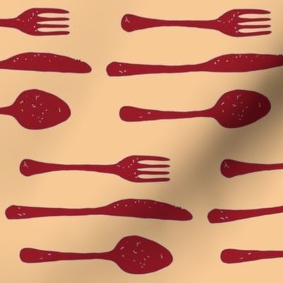 Forks, Knives and Spoons- Yellow/Red