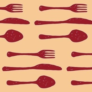 Forks, Knives and Spoons- Yellow/Red