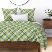 Retro Gingham Window Stripe Mint Diagonal