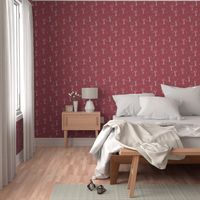 Forest river promenade Red background _ Amake Adedoyin (Toile de Jouy pattern)