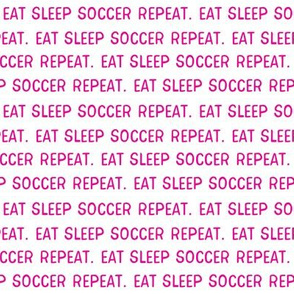 eat sleep soccer repeat fabric - girls pink sports fabric pink and white