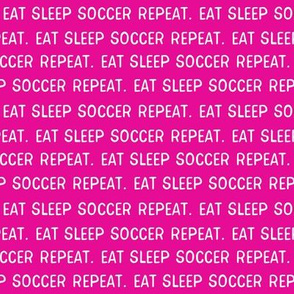 eat sleep soccer repeat fabric - girls pink sports fabric bright pink