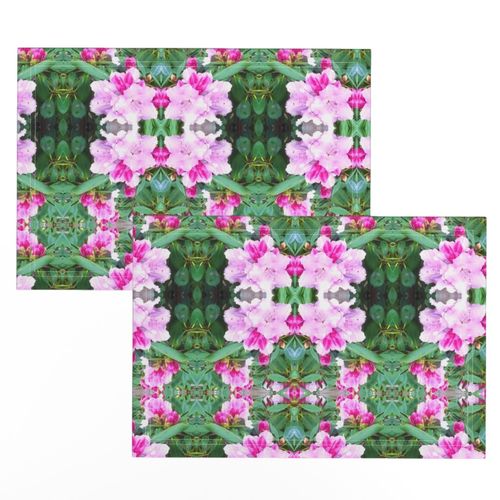 LISA pink white rhododendron blossom green Neo Art Deco table runner tablecloth napkin placemat dining pillow duvet cover throw blanket curtain drape upholstery cushion duvet cover wallpaper fabric living decor