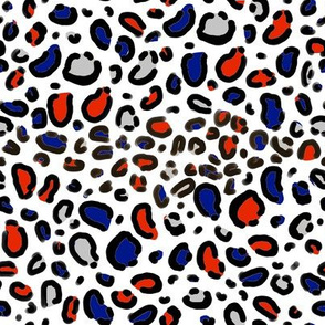 red white and blue patriotic leopard print - animal print fabric with black