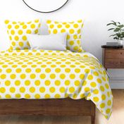 3 inch yellow polka dots on white