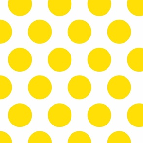 3 inch yellow polka dots on white