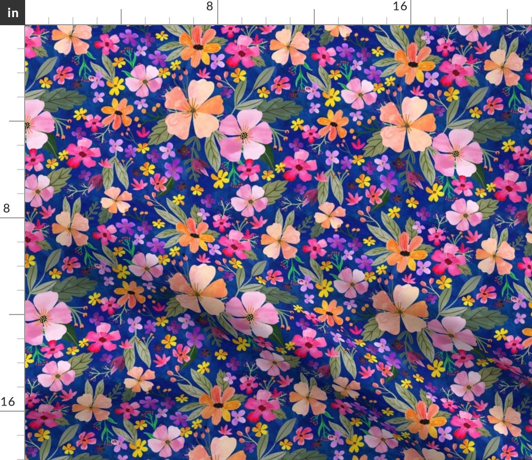 8" Floral Field - Navy
