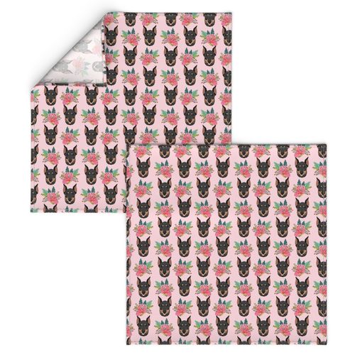 doberman florals fabric - pink florals