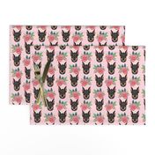 doberman florals fabric - pink florals