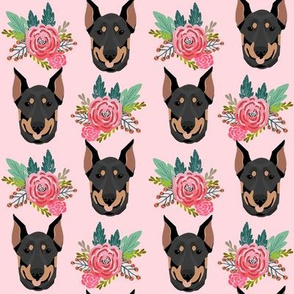 doberman florals fabric - pink florals