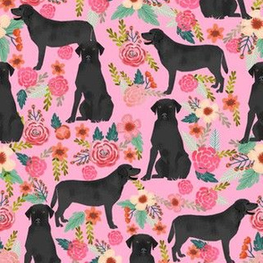 black lab floral fabric - pink