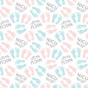 (extra small scale) (small scale) NICU nurse - multi baby feet - pink & blue - nursing - LAD20BS