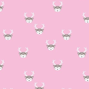 Sweet forest animals baby deer bambi love boho nursery pink gray girls