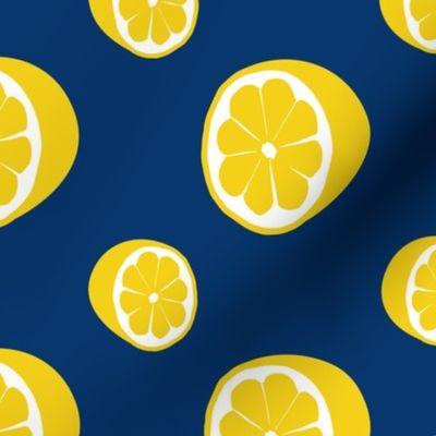 Half Lemons on Blue