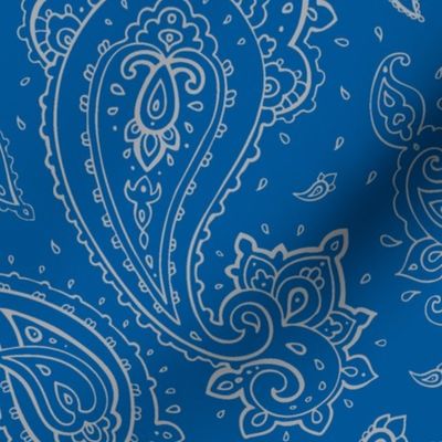 Bandana Paisley Detroit Grey on Blue