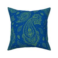 Bandana Paisley Seahawk Lime on Dark Blue