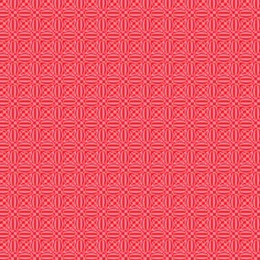 JP37 - Miniature - Mod Geometric Quatrefoil Checks in Scarlet Red and Pink