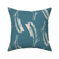 Feather Block Print - Teal