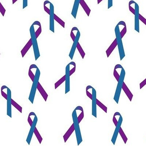 Small Scale Tossed Blue and Purple Awareness Ribbons