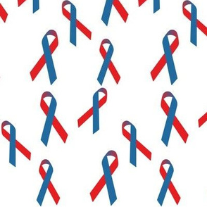 Small Scale Tossed Blue and Red Awareness Ribbons
