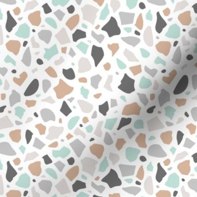 Minimal terrazzo texture abstract scandinavian trend classic basic spots design spring summer mint gray