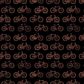 Retro Antique Bicycles in Santa Fe Brown on Black Background