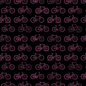 Retro Antique Bicycles in Violet Purple on Black Background