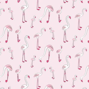 Flamingos - monochrome pink LARGE
