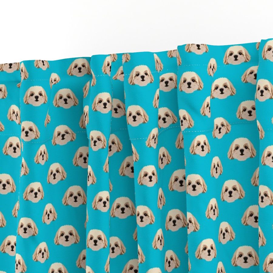 Small Shih Tzu Dog Pattern - Vivid Blue