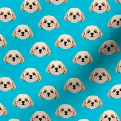 Small Shih Tzu Dog Pattern - Vivid Blue