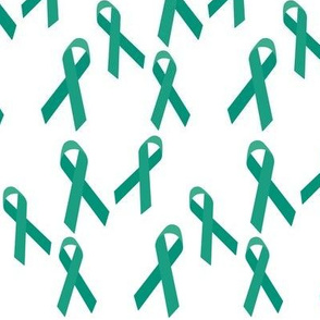 Small Scale Tossed Teal Awareness Ribbons