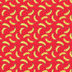 Wonky Bananas on red small