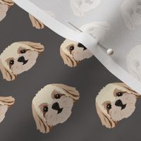 Small Shih Tzu Dog Pattern - Dark Gray