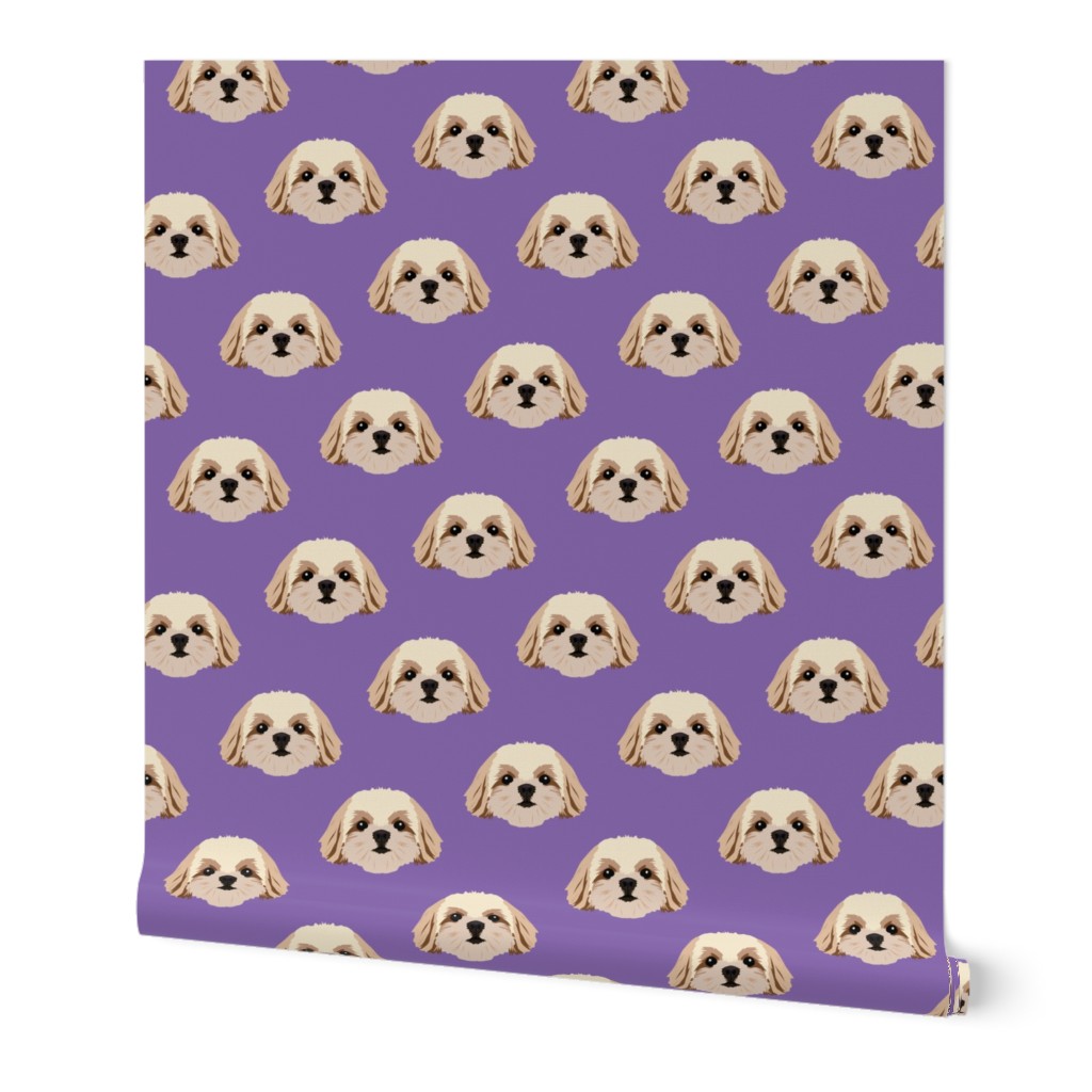 Small Shih Tzu Dog Pattern - Dark Purple