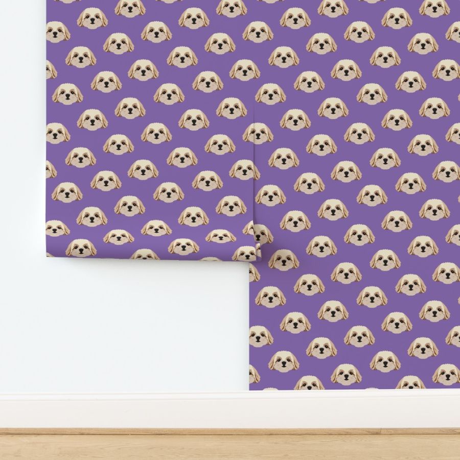 Small Shih Tzu Dog Pattern - Dark Purple