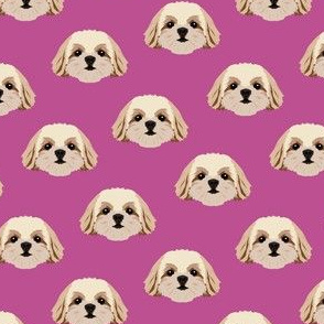 Small Shih Tzu Dog Pattern - Magenta Purple