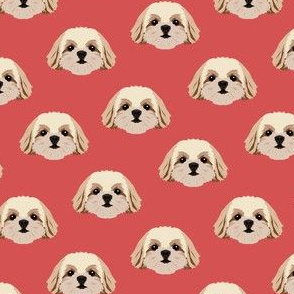 Small Shih Tzu Dog Pattern - Red
