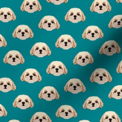 Small Shih Tzu Dog Pattern - Dark Green