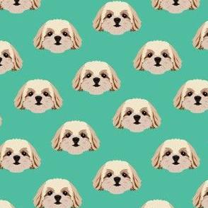 Small Shih Tzu Dog Pattern - Green 2