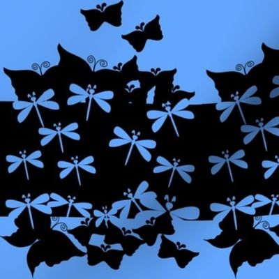 Butterfly silhouettes on aqua-ed