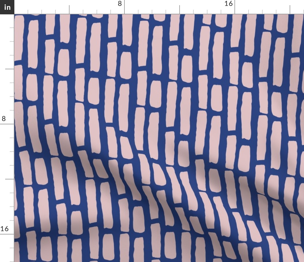 Wide Dashes Small: Blue and Tan | Painterly Geometrics