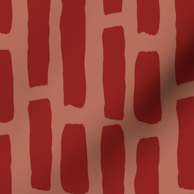 Wide Dashes Large: Red and Salmon  | Painterly Geometrics