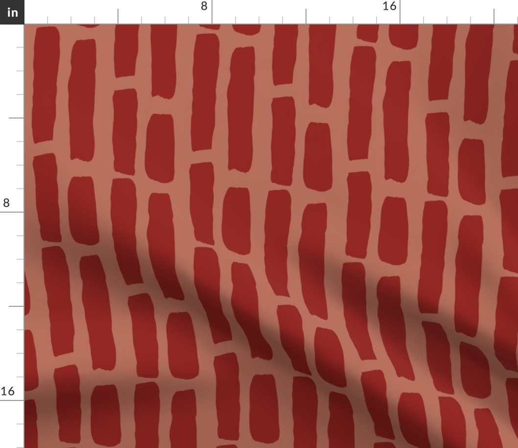 Wide Dashes Large: Red and Salmon  | Painterly Geometrics