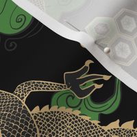 Serpent Dragon Green Black and Gold