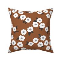 Butter cup flowers and leaves minimal boho garden daisy flower bed retro nursery rust copper neutral LARGE