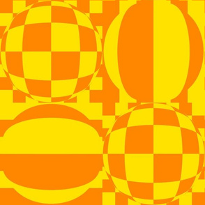 JP36 - XL Large - Contemporary Geometric Quatrefoil  in  Vivid Yellow  and Orange