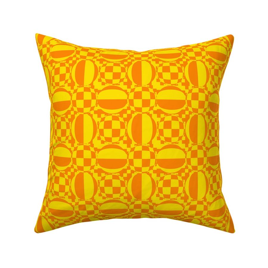 JP36 - Medium - Contemporary Geometric Quatrefoil  in  Vivid  Yellow  and Orange