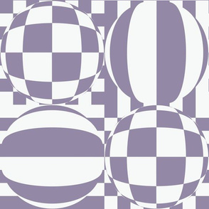 JP35 - XL Large - Contemporary Geometric Quatrefoil in White and  Violet  Pastel