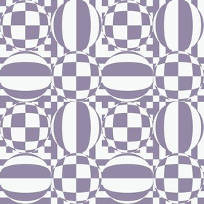 JP35 - Medium - Contemporary Geometric Quatrefoil in White and  Violet  Grey